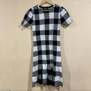 Slate & Willow Black and White Gingham Plaid Knit Dress
